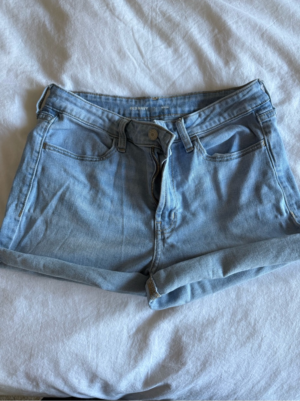 Old Navy Light Blue Denim Shorts with Contrast Stitching